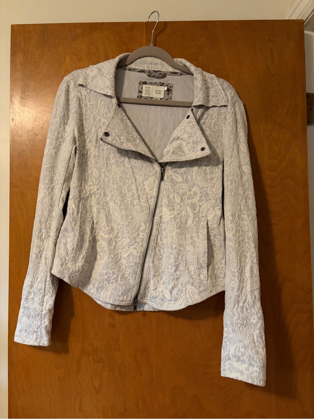 Anthropologie Light Gray Textured Moto Jacket